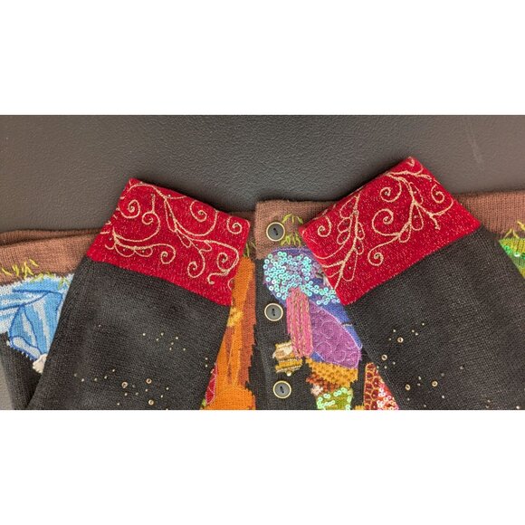 Vtg Design Options Christmas Cardigan Womens Small Nativity Holiday Sweater - Picture 8 of 12